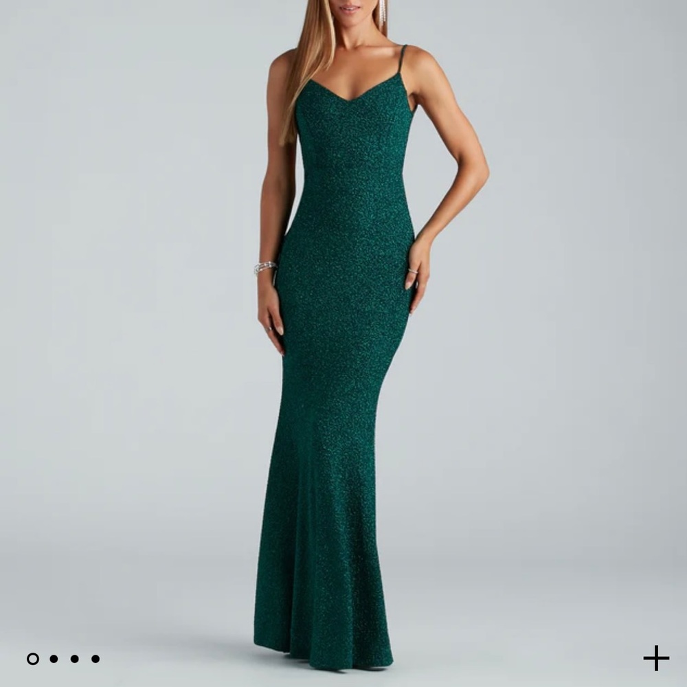 NWT Gorgeous Hunter green glitter mermaid dress
